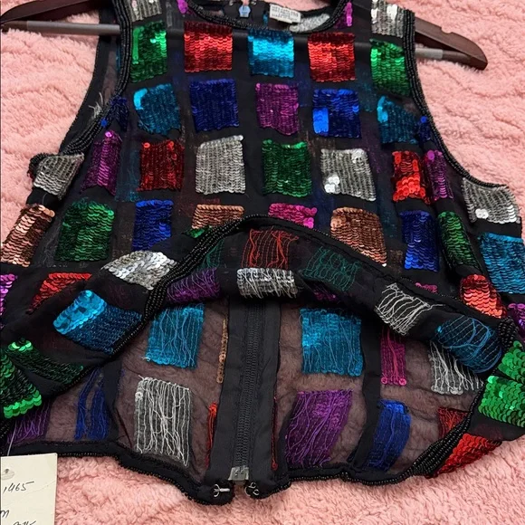 Multicolor Vintage Sequin Sleeveless Blouse - Picture 9 of 13